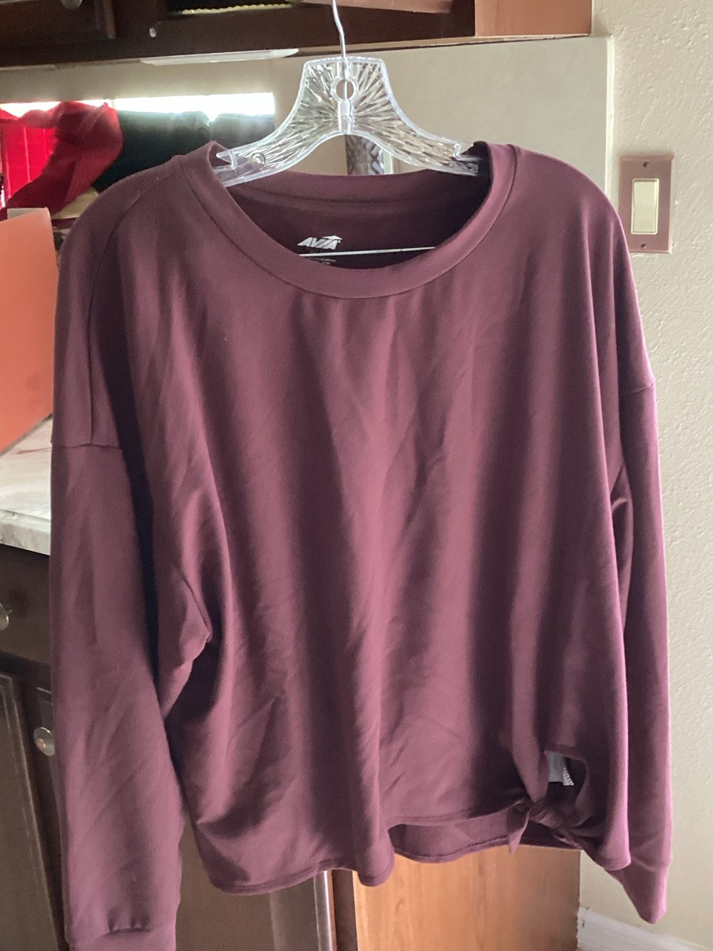 Avia Women's Scoopneck Pullover Sweater in Deep Wine